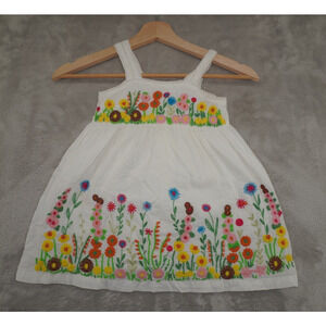Mimi & Maggie Girls White Embroidered Floral Sundress Cottagecore Size 24M